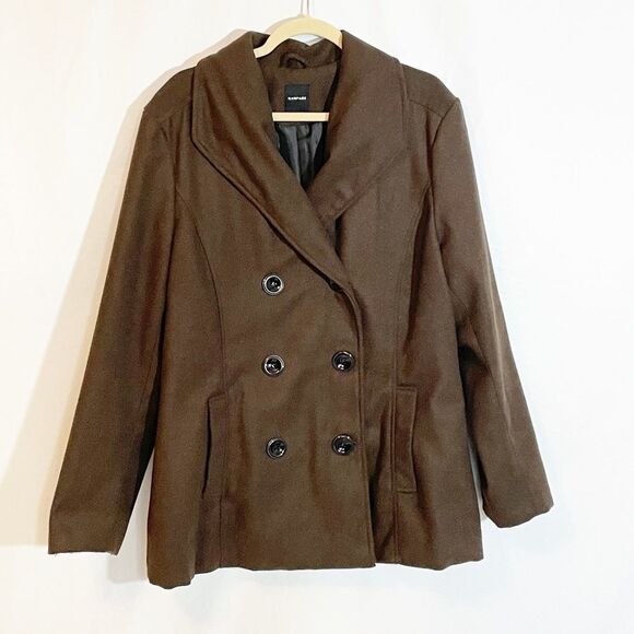 Rampage Dark Brown Button Down Pea Coat XL - Picture 2 of 7